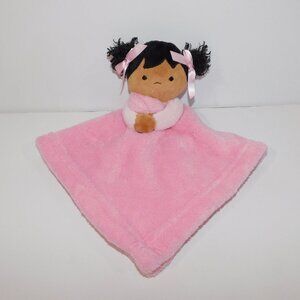 Blanket & Beyond Brown Pink African American Girl Plush Security Blanket Baby